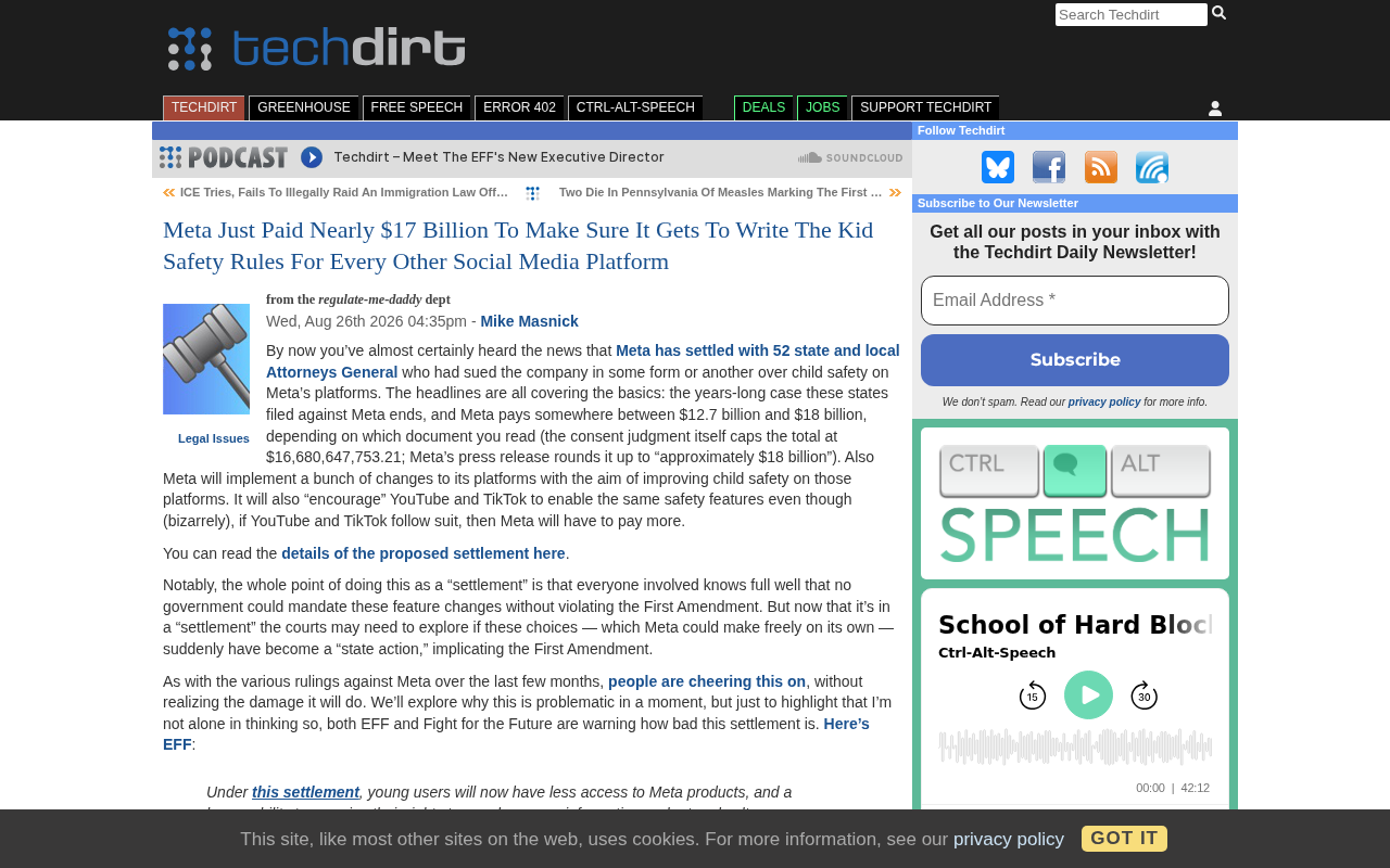 Meta's $17 Billion Payment for Platform Safety Rule-Making Authority Sparks Controversy