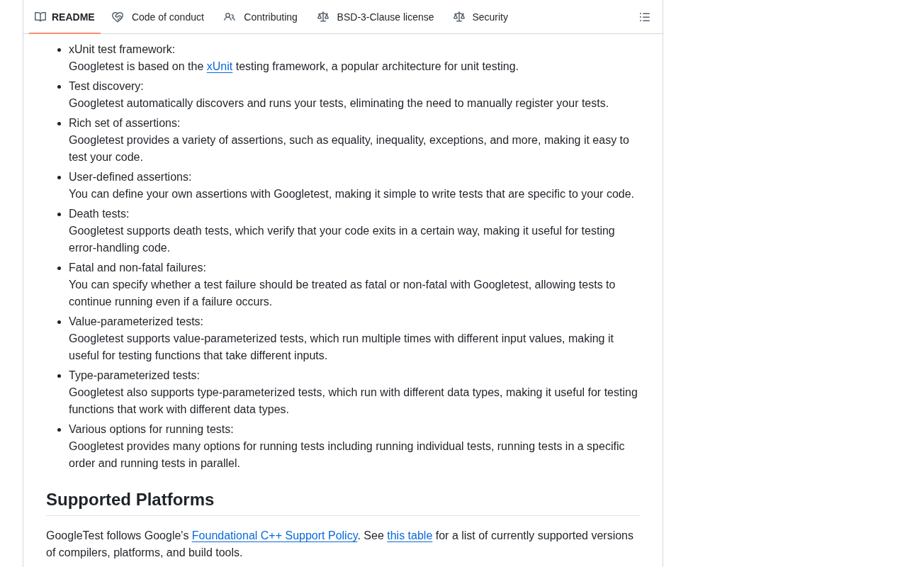GoogleTest Documentation and Code Examples