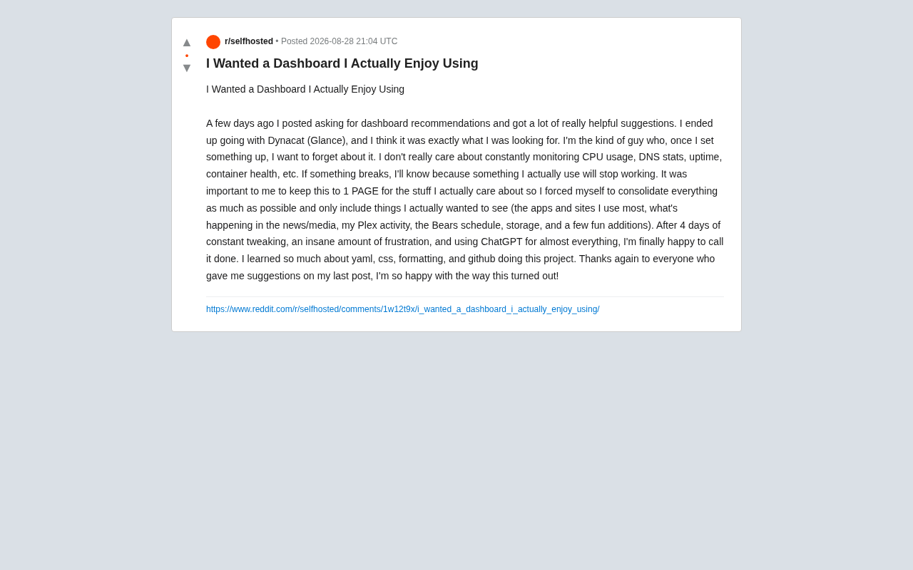 Building a Minimalist Self-Hosted Dashboard with Glance: The Single-Page Design Philosophy in Practice