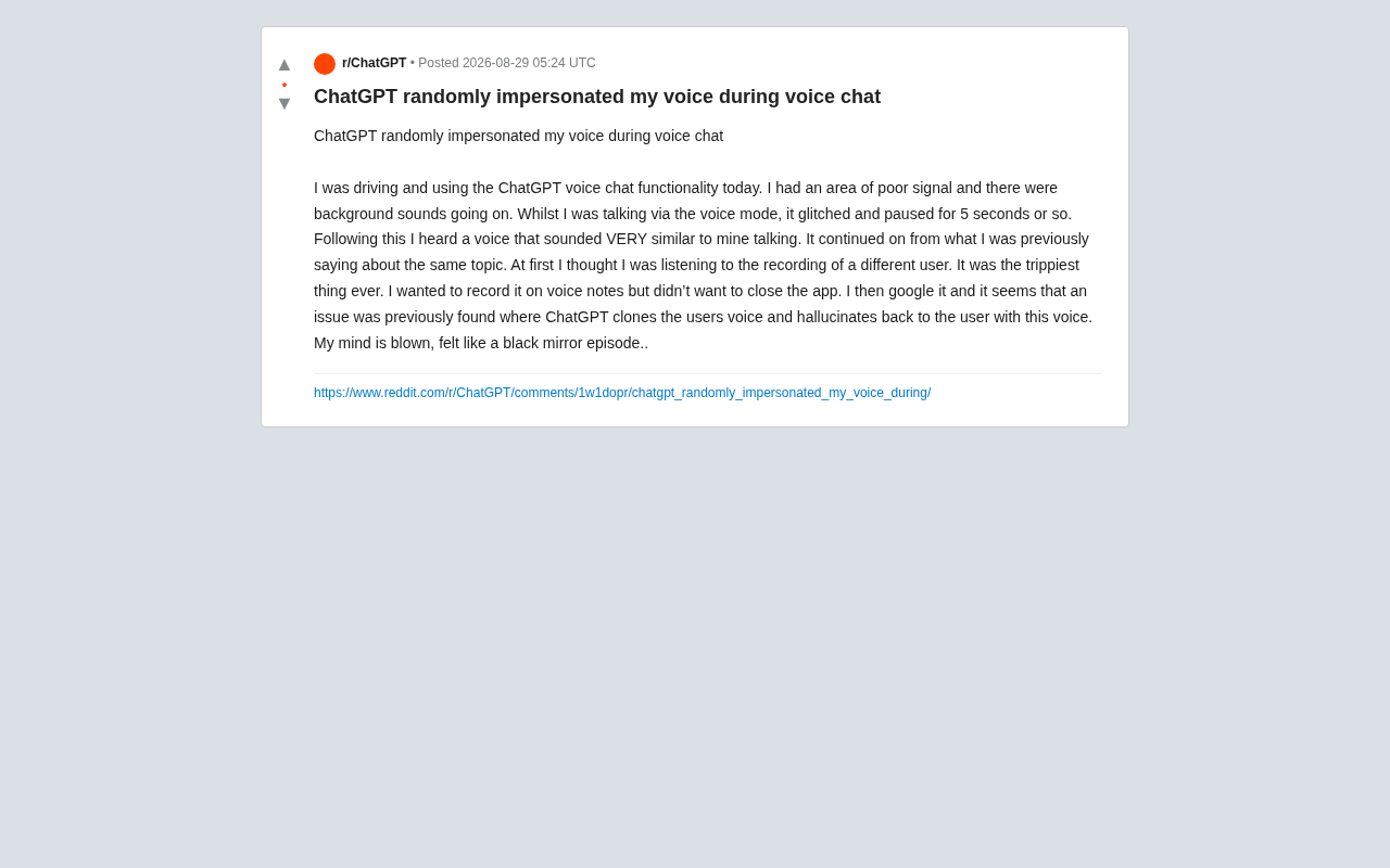 ChatGPT Voice Mode Clones User's Voice: Root Cause Analysis and Security Implications