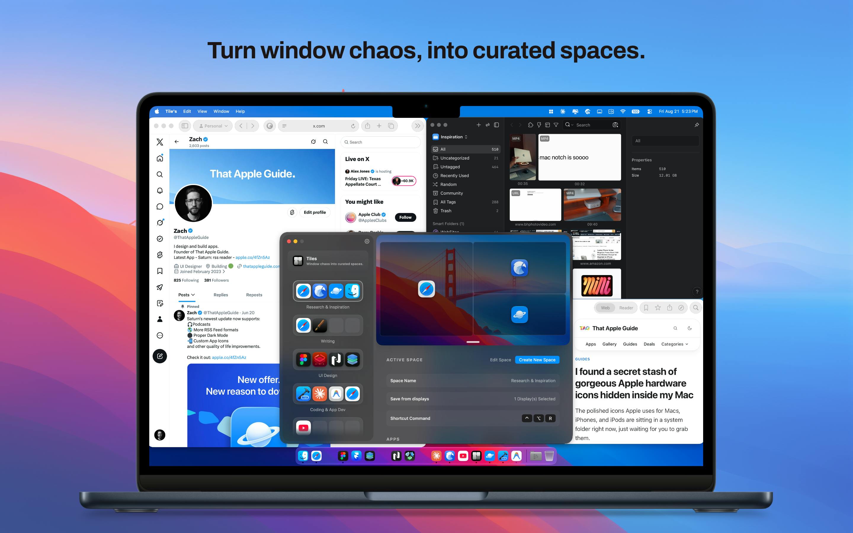 Tiles: A macOS Window Management Tool That Switches Work Contexts with One Click
