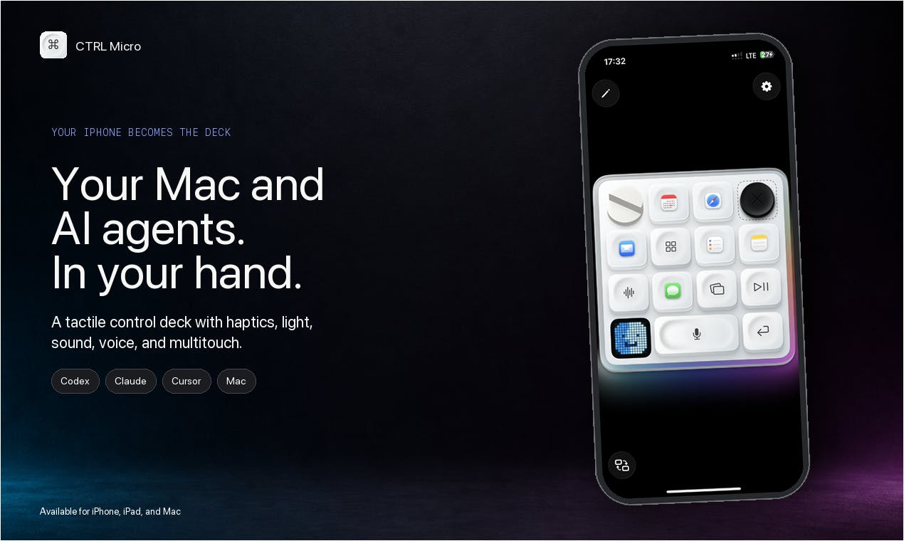 CTRL Micro:把iPhone变成AI智能体触觉控制台
