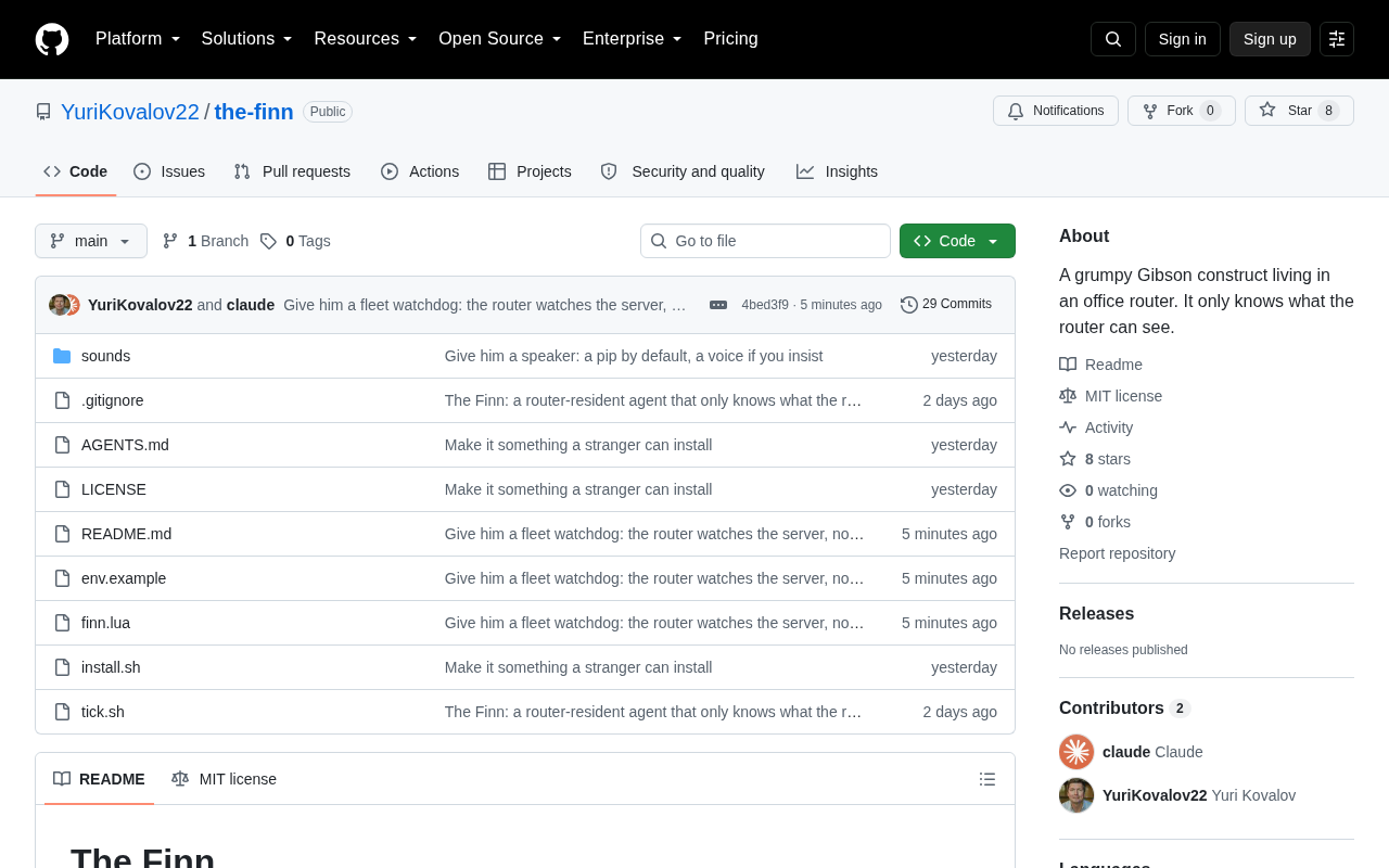 The Finn: An AI Agent Deployed on a Router That Won't Stop Complaining