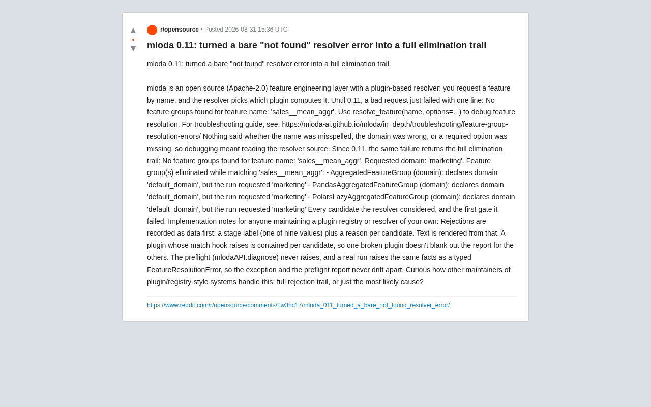 mloda 0.11: Plugin Resolution Errors Evolve from One-Line Messages to Full Elimination Trails