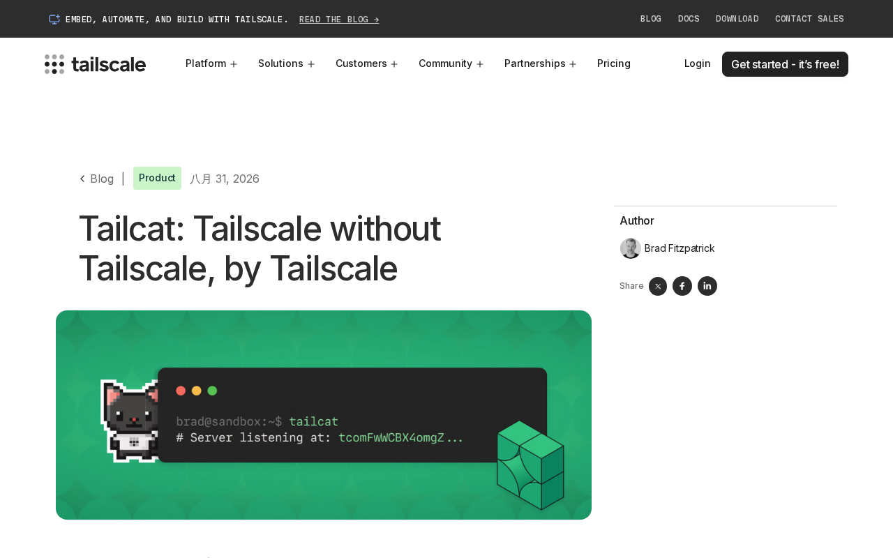 Tailcat: Tailscale's Official Decentralized Minimalist Networking Solution