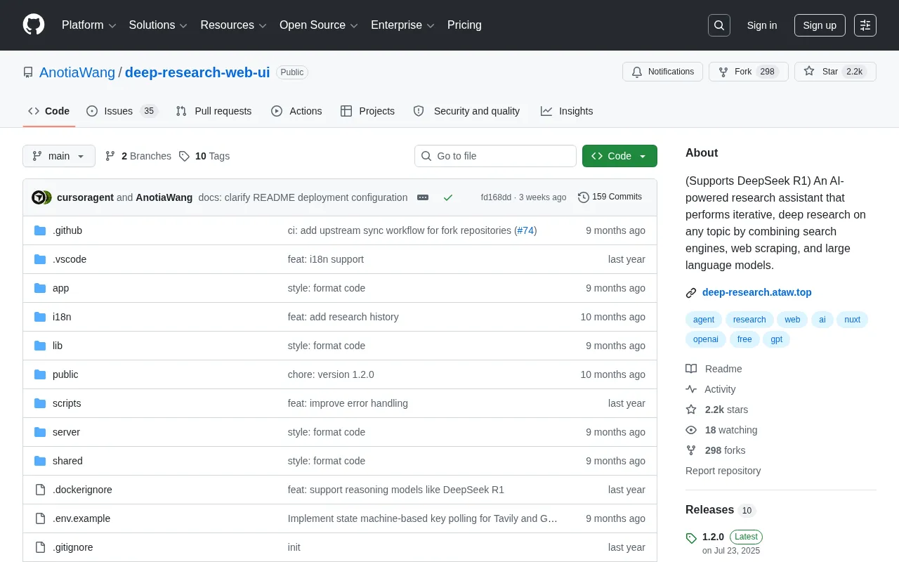 Deep Research Web UI: An Open-Source AI Deep Research Assistant with DeepSeek R1 Support