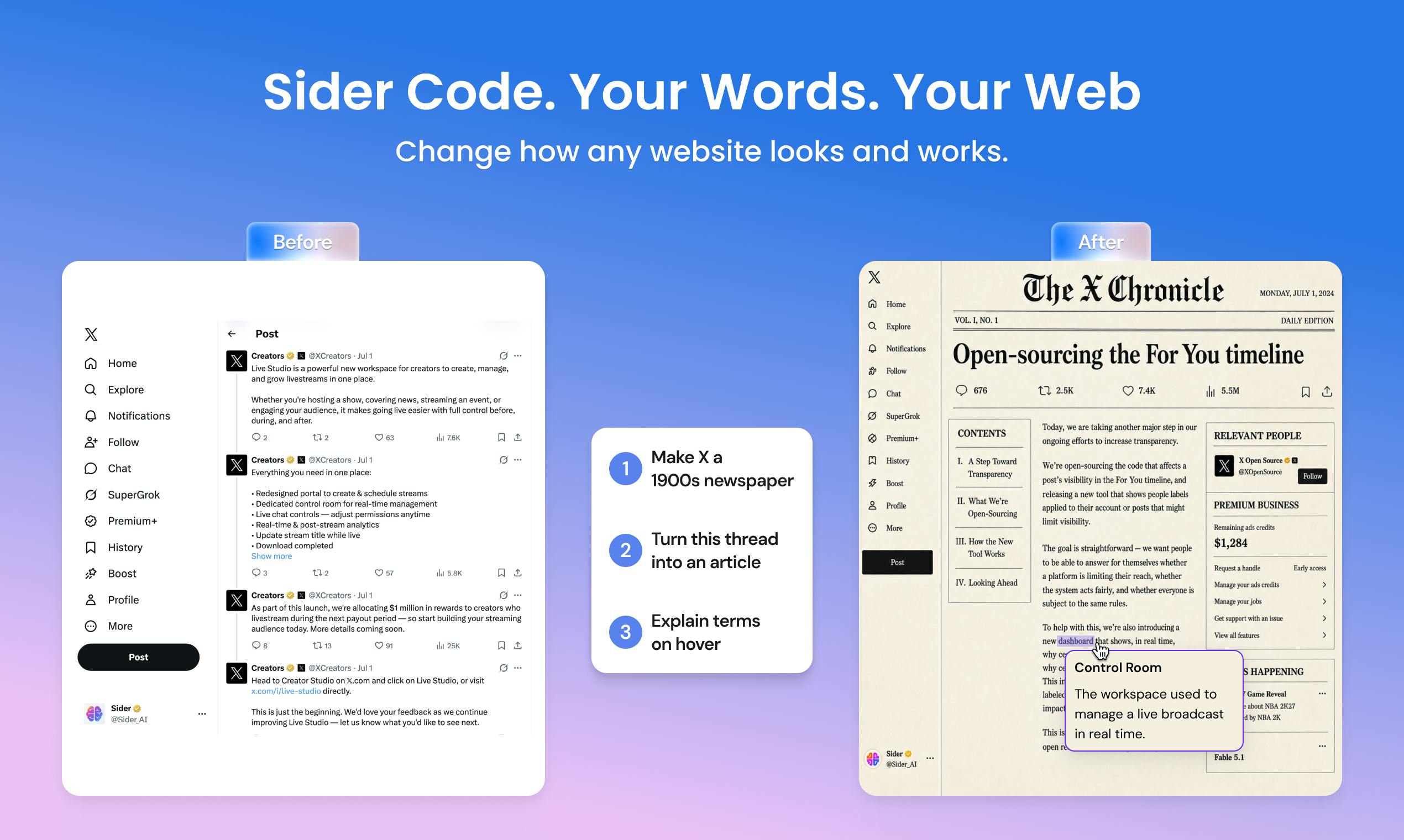 Sider Code: The AI Browser Extension That Lets You Reshape Any Webpage with Natural Language