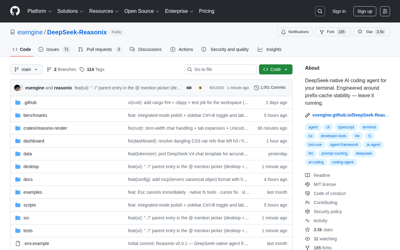 DeepSeek-Reasonix: A Terminal AI Coding Agent Optimized with Prefix Cache Stability