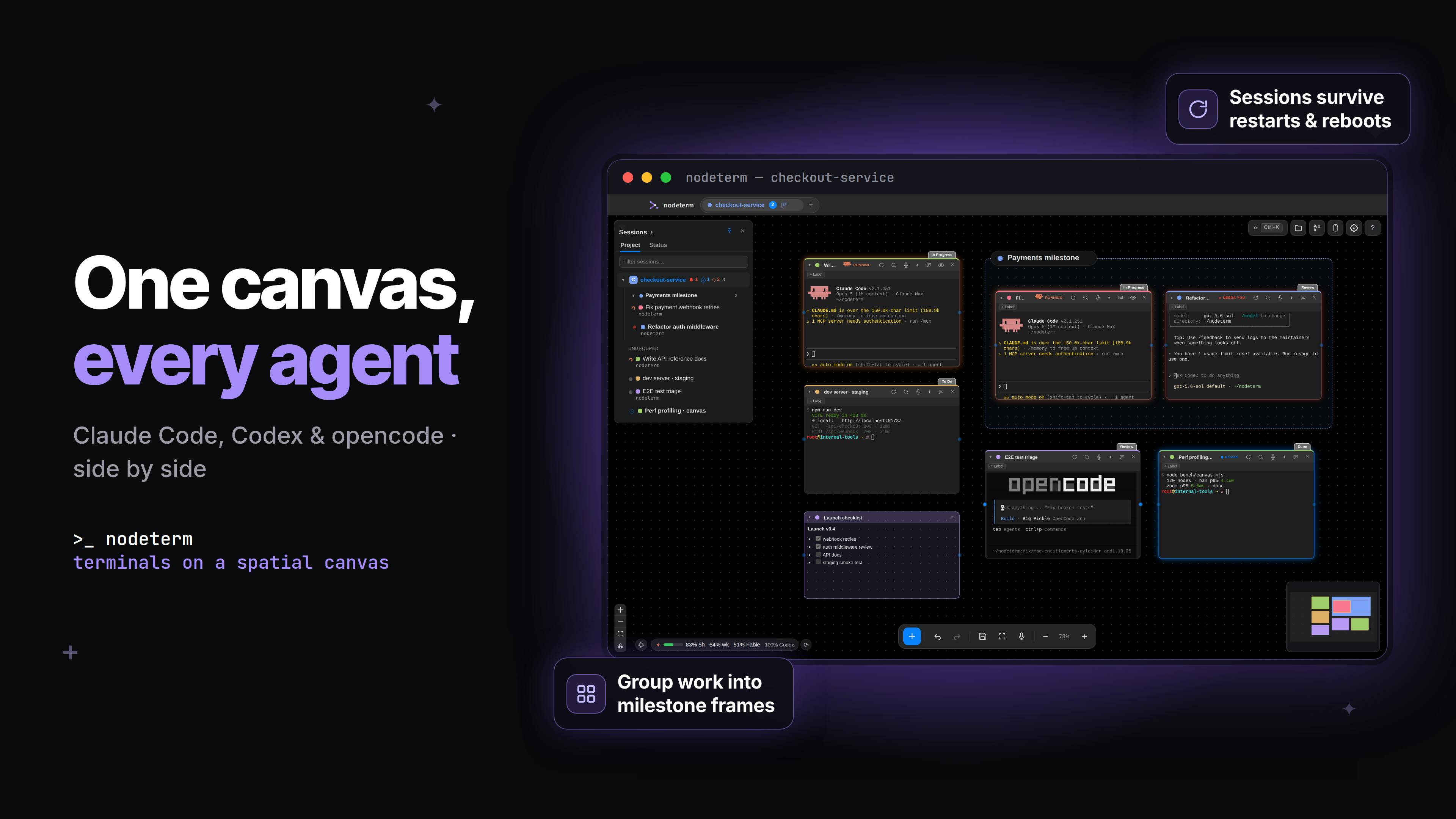 Nodeterm: Bringing Terminals and AI Coding Agents to an Infinite Canvas