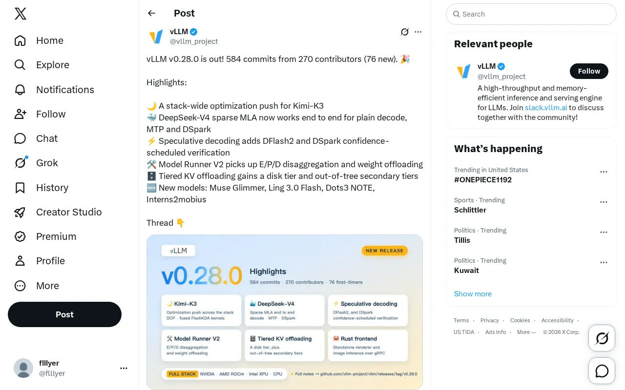 vLLM v0.28.0发布:584次提交带来全栈推理优化