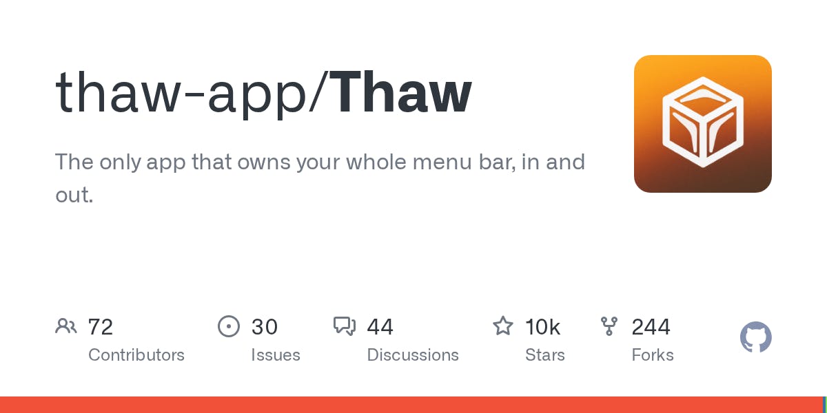 Thaw menu bar management tool