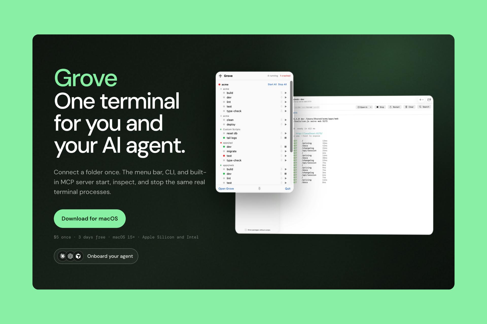 Grove: A Script Runner That Lets You Share a Terminal with Your AI Agent