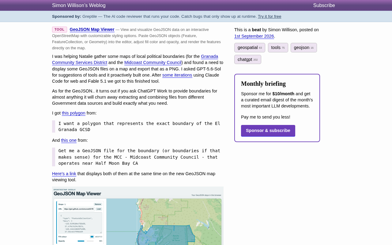 GeoJSON Map Viewer tool screenshot