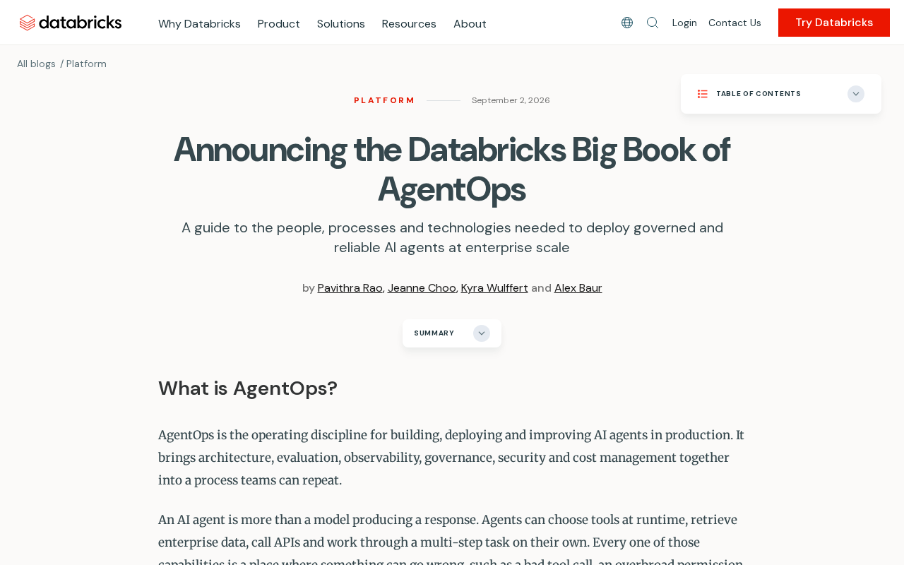 Databricks Releases the Big Book of AgentOps