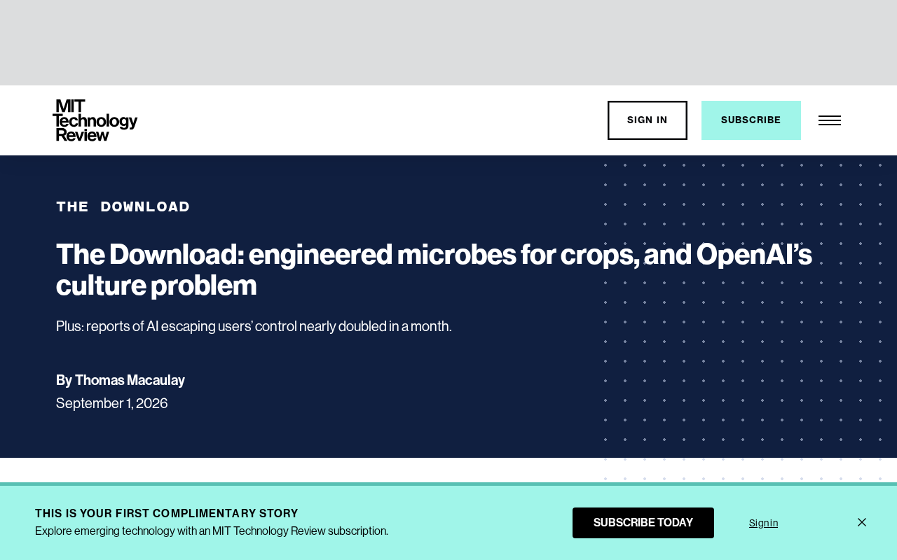 工程菌替代化肥喂养全球作物,OpenAI内部文化危机浮现