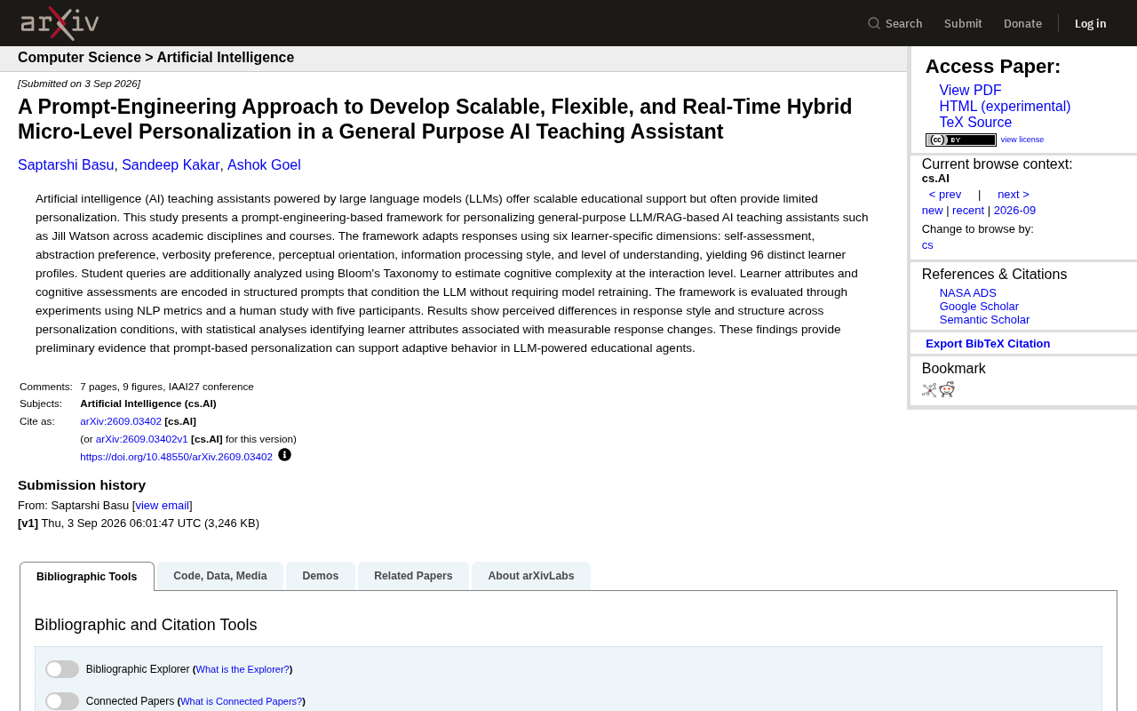 Personalizing AI Teaching Assistants with Prompt Engineering: A Deep Dive into the Six-Dimension Learner Profile Framework