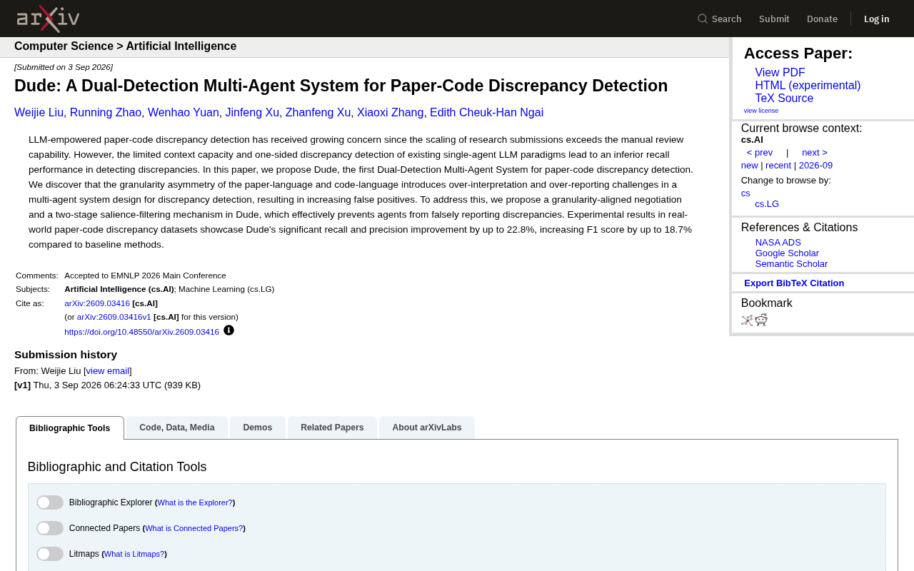 The Dude System: How Dual-Detection Multi-Agent AI Catches Inconsistencies Between Papers and Code