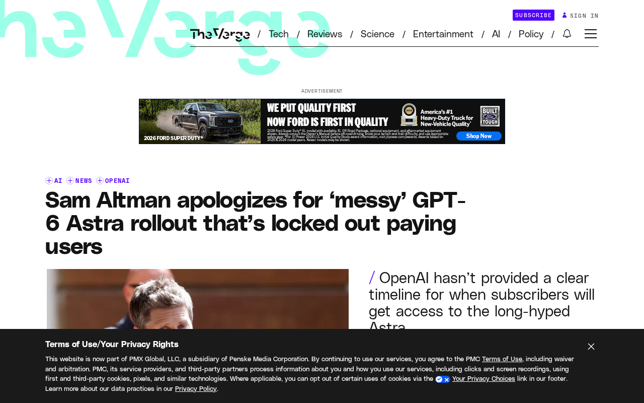 GPT-6 Astra Launch Goes Wrong: Paying Users Locked Out, Altman Issues Emergency Apology