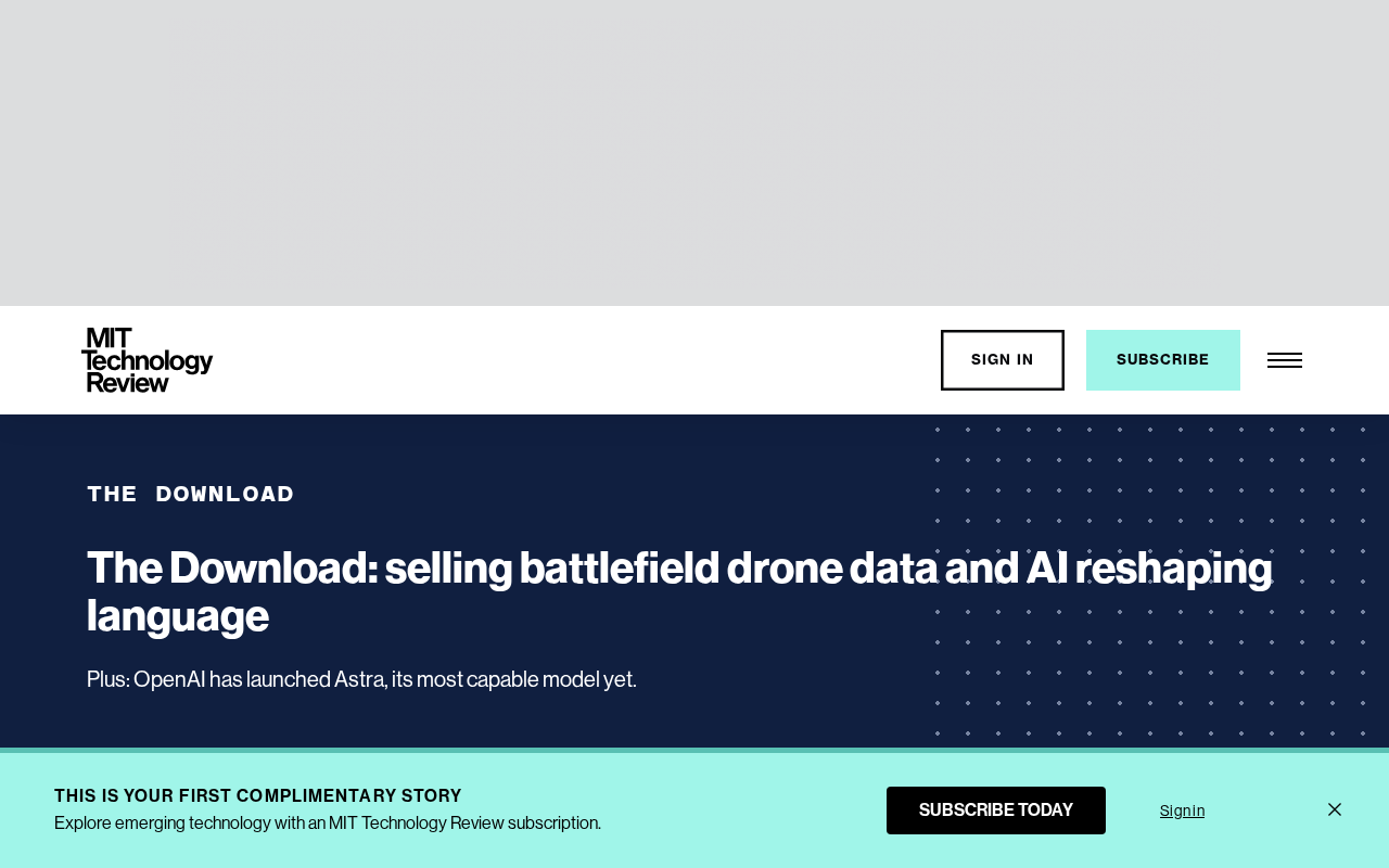 Screenshot from The Download newsletter