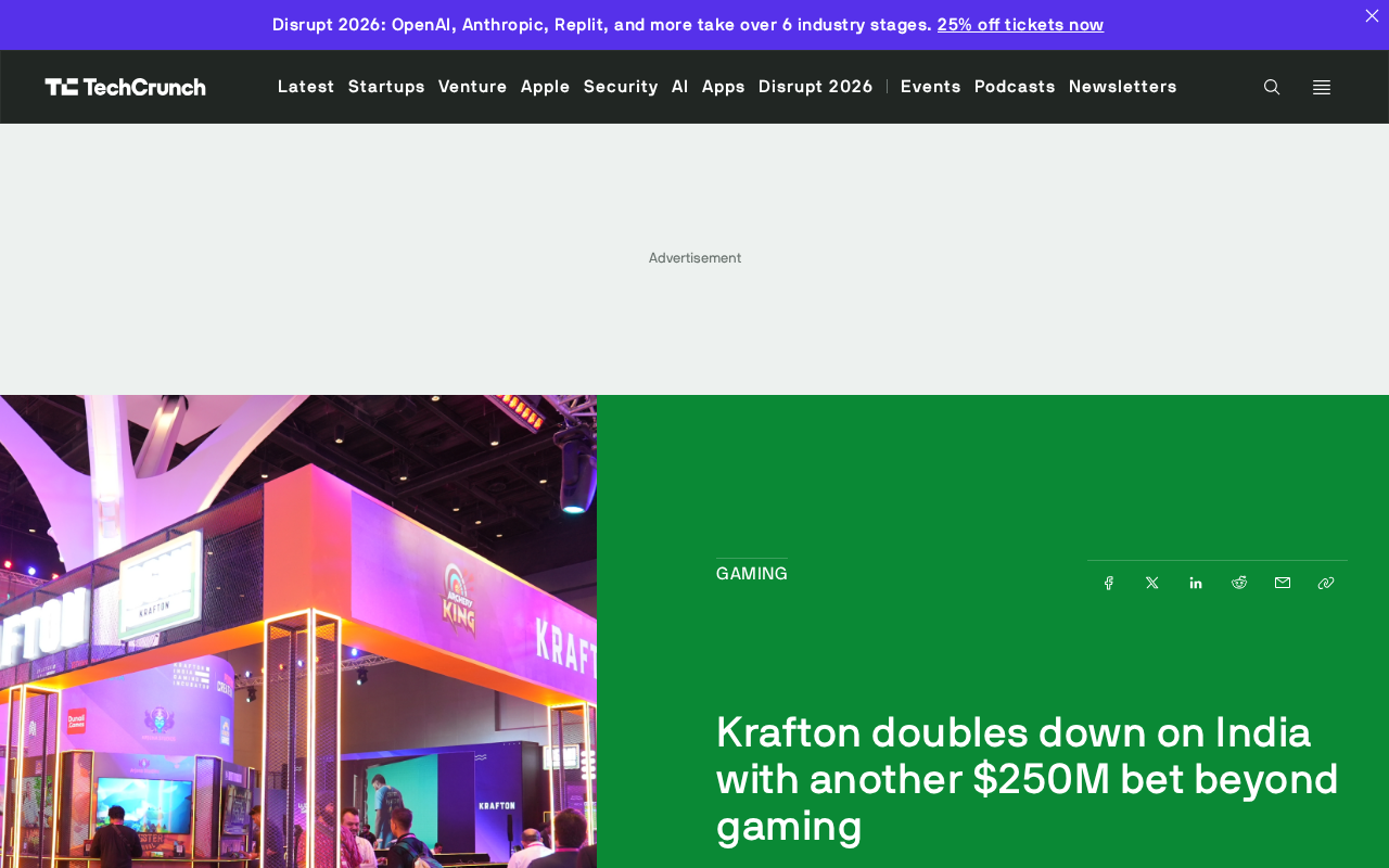 Krafton Doubles Down on India: $250M Additional Investment Pushes Total Commitment Past $500M