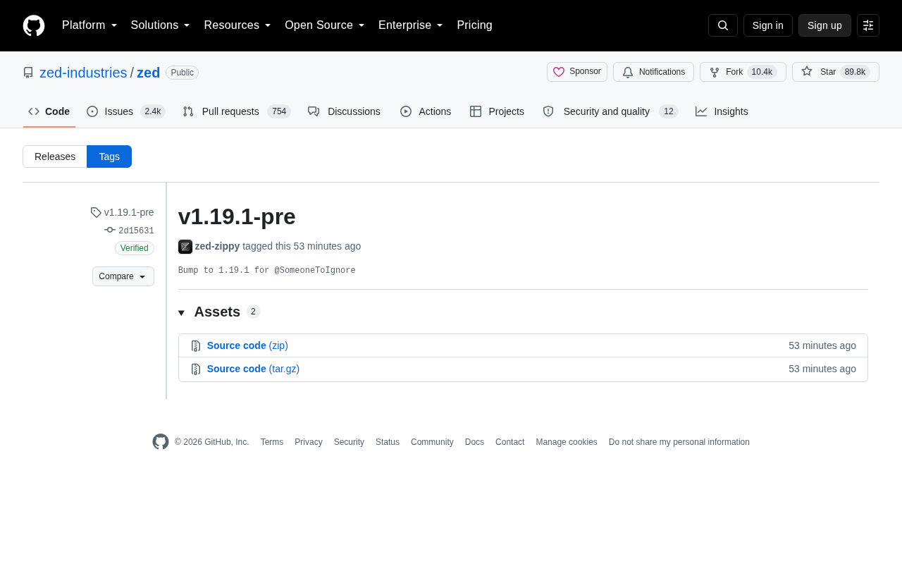 Zed编辑器v1.19.1-pre预览版发布