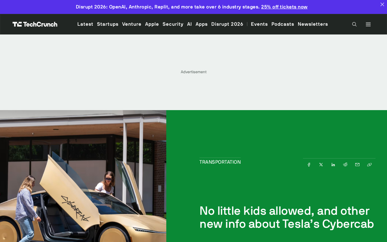 Tesla Cybercab Bans Children Under 13 — Even With a Parent Present