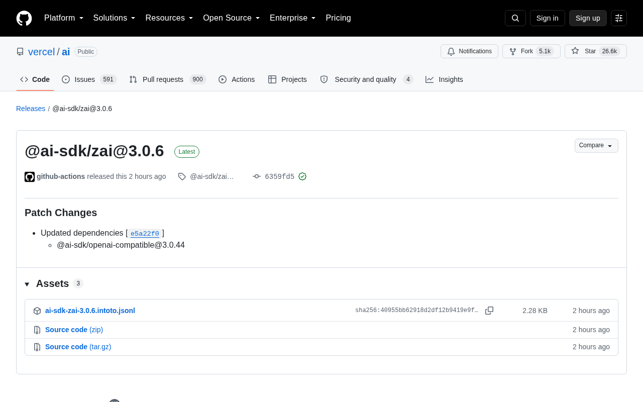 Vercel AI SDK @ai-sdk/zai 3.0.6 Update: A Deep Dive into Zhipu Model Integration