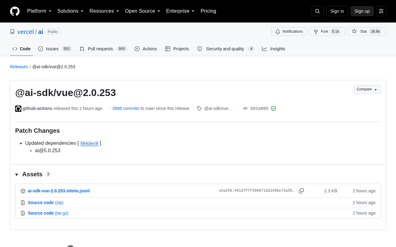 Vercel AI SDK Vue 2.0.253 更新解读:多框架适配策略与开发实践