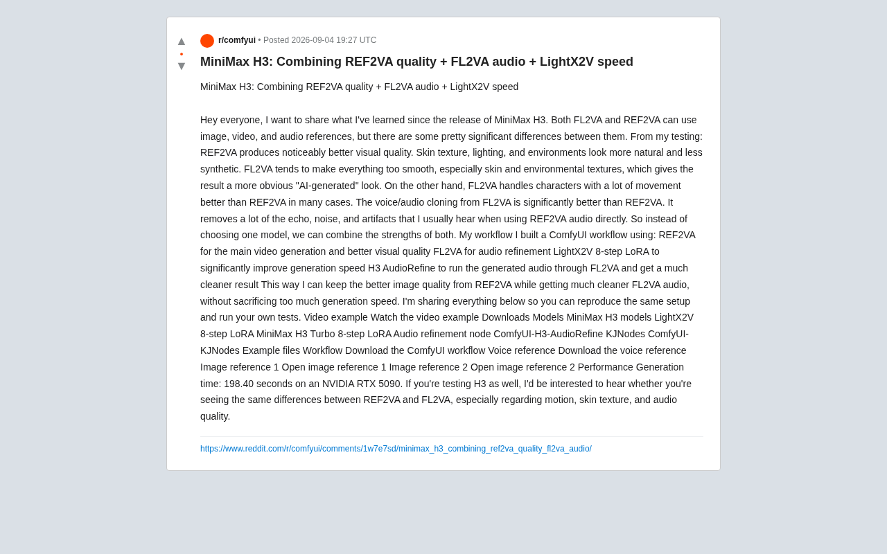MiniMax H3 in Practice: Building a Combined REF2VA and FL2VA Workflow