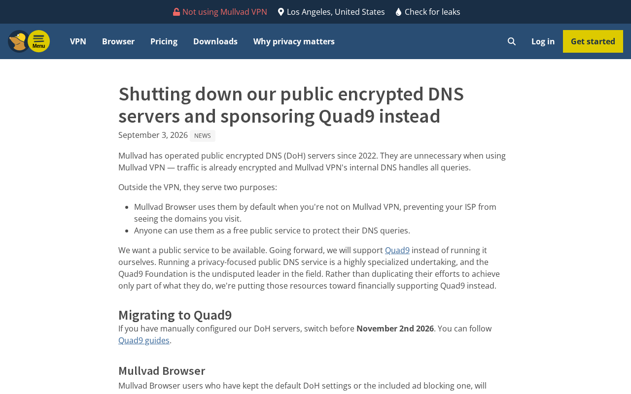 Mullvad Shuts Down Public Encrypted DNS Service, Sponsors Quad9 Instead