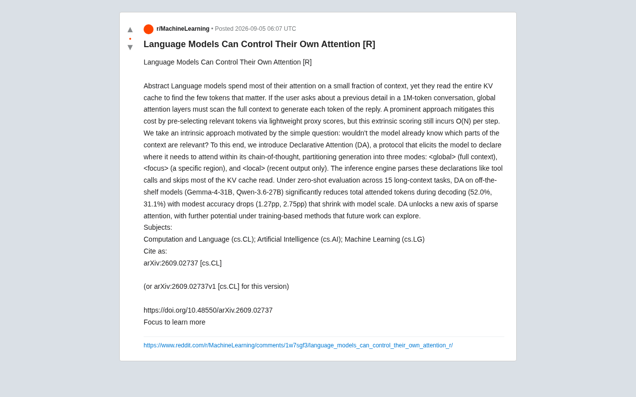 Declarative Attention: Letting LLMs Control Their Own Attention, Boosting Long-Context Inference Efficiency by 52%