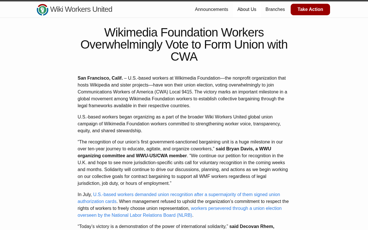 Wikimedia Foundation Staff Vote to Unionize, Joining CWA
