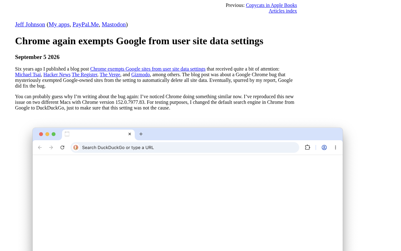 Chrome Privacy Loophole: Google Once Again Exempts Its Own Domains from Site Data Rules