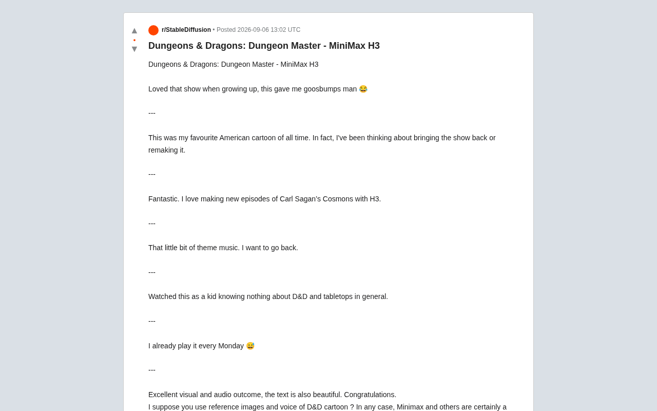 MiniMax H3 Revives Classic 'Dungeons & Dragons' Cartoon, Sparking a Nostalgia Wave on Reddit