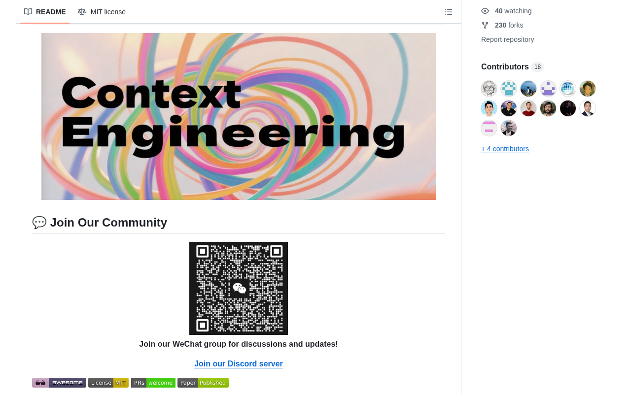 github source: Meirtz/Awesome-Context-Engineering:  🔥 Comprehensive survey on Context Engineering: from prompt engi