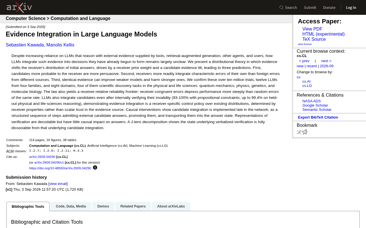 How Do Large Models Integrate External Evidence? Distributional Theory Reveals the Mechanism Behind LLM Evidence Integration