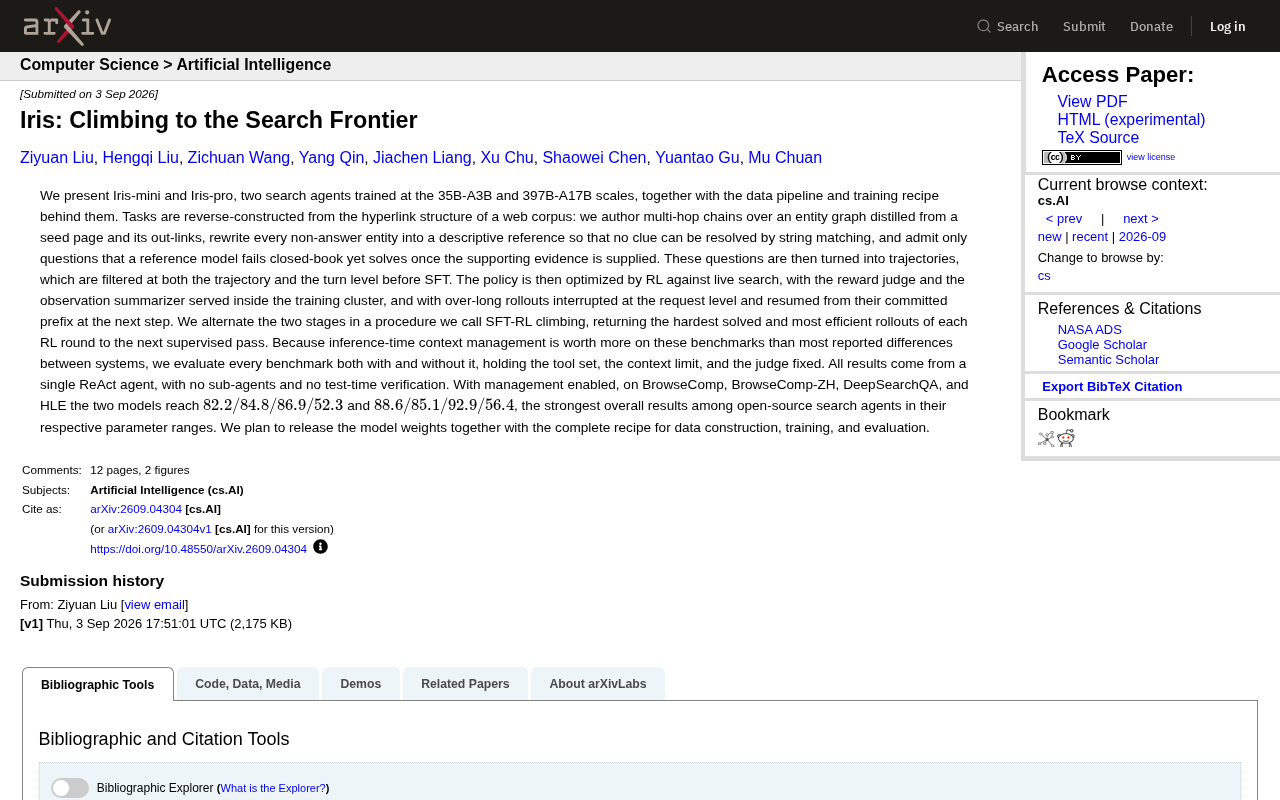 Iris Search Agent: Backward Data Construction and SFT-RL Alternating Training Achieve Multi-Hop Reasoning Breakthrough