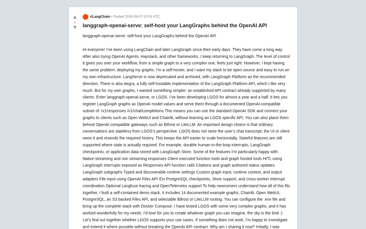 LGOS: A Self-Hosted Deployment Solution That Disguises LangGraph Workflows as OpenAI Models