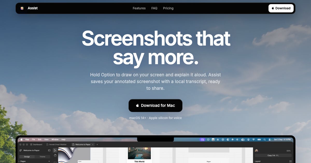 Assist: Annotate Your Mac Screen with Voice and Turn the Notch into a Productivity Hub
