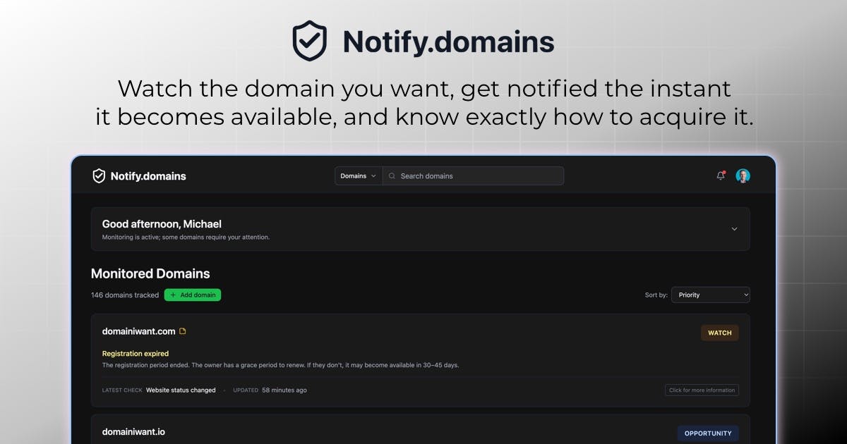 Notify.domains Domain Monitoring Tool: Real-Time Tracking of Domain Releases and Auction Opportunities