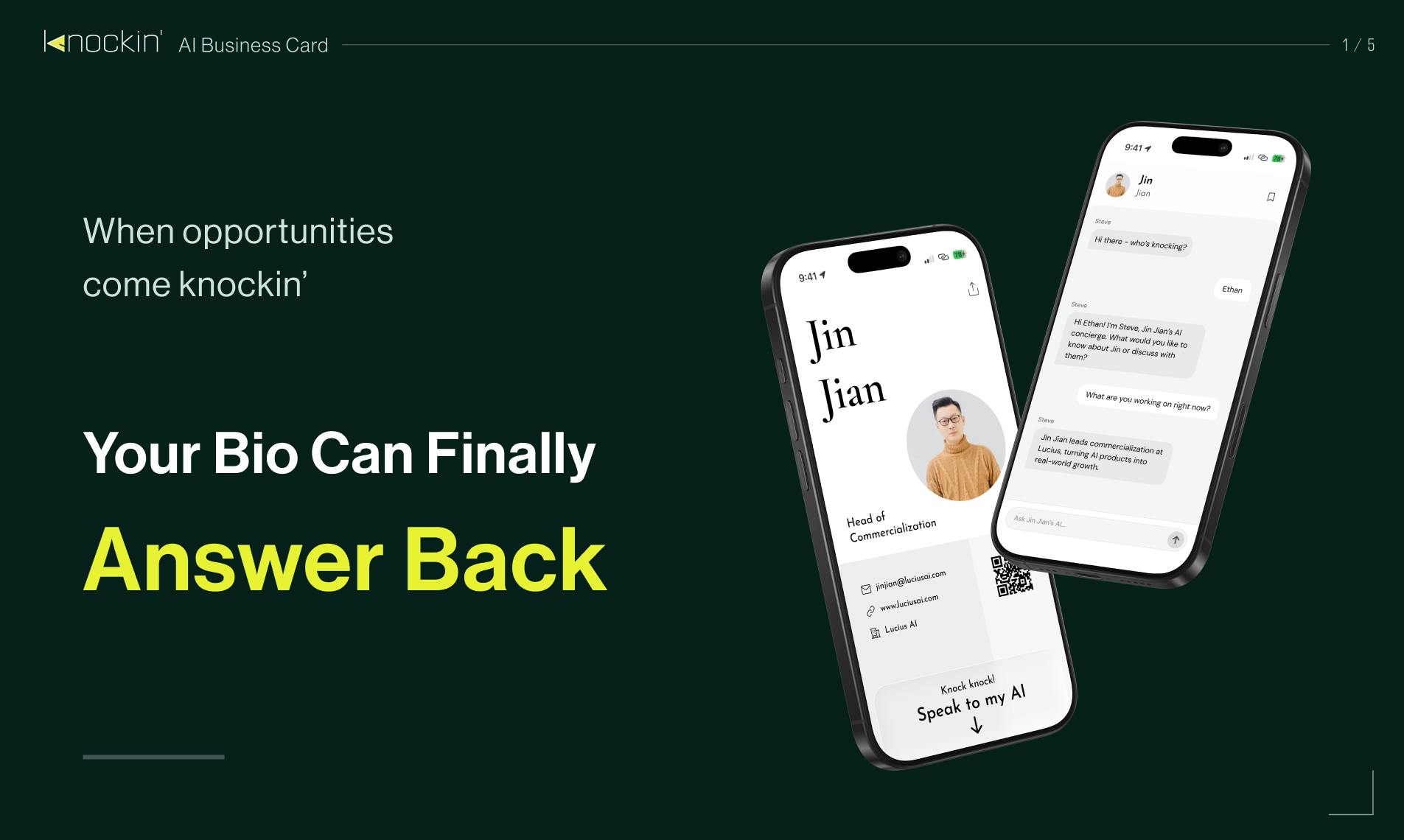 Knockin': AI Business Cards That Make Your Personal Bio Intelligent
