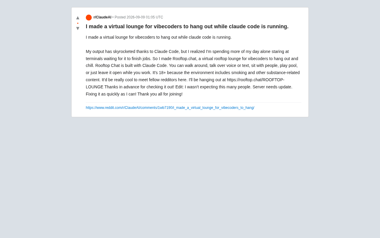 Building a Virtual Lounge with Claude Code: The New Social Needs of the AI Coding Era