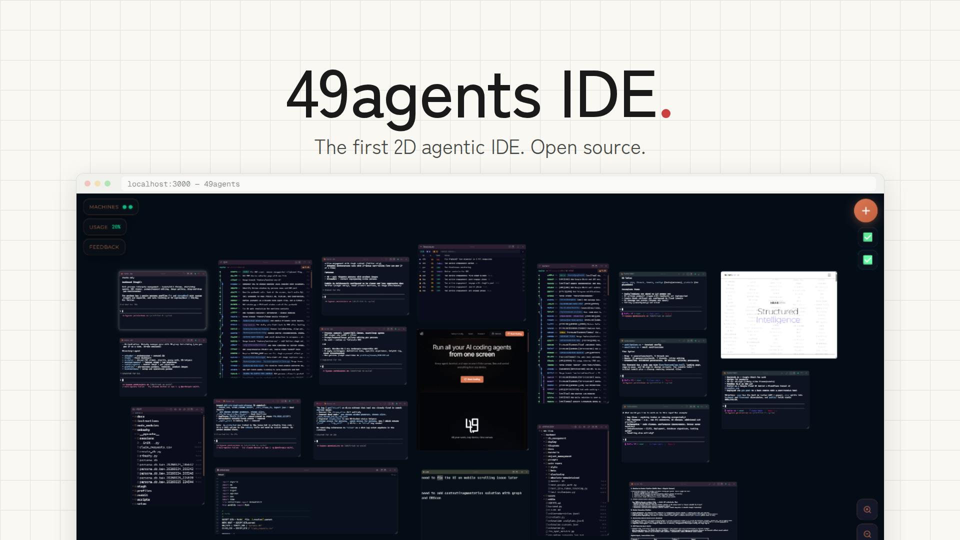 49agents IDE: Rebuilding the Development Workflow with a 2D Canvas