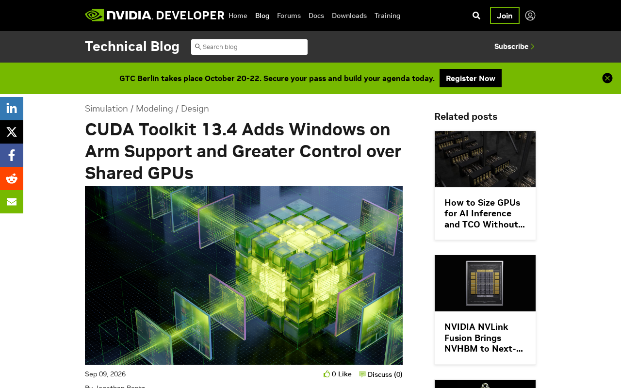 CUDA Toolkit 13.4 Released: Windows on Arm Support and Fine-Grained GPU Resource Control