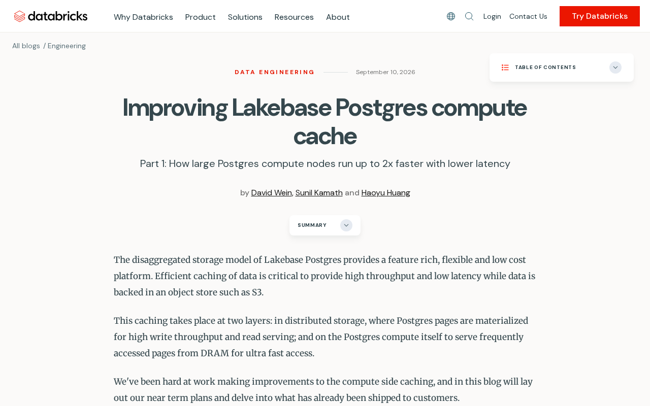 Lakebase Postgres Compute Cache Optimization: Breaking the Performance Barrier in Disaggregated Storage Architectures