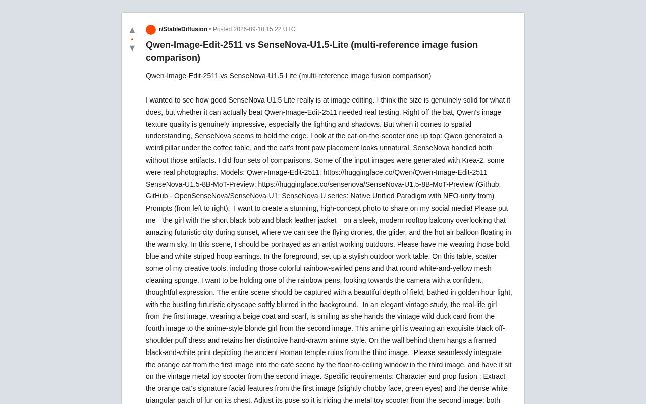 Qwen-Image-Edit-2511 vs SenseNova U1.5: A Real-World Test of Multi-Reference Image Fusion