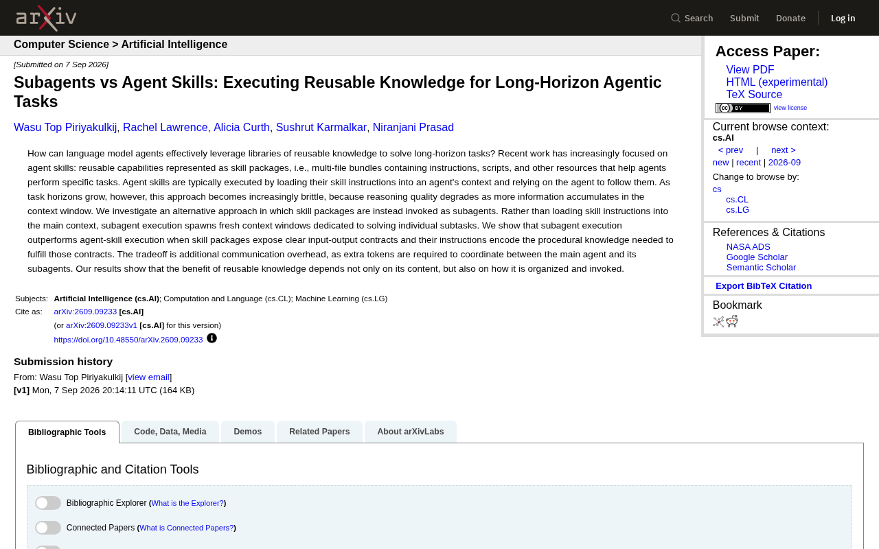 Subagents vs. Skill Packages: The Optimal Execution Strategy for Long-Horizon Tasks