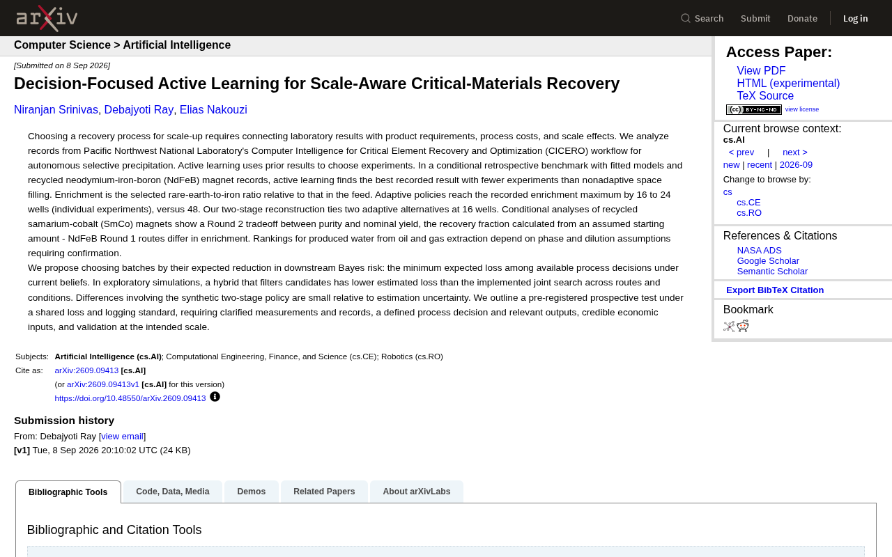 Decision-Focused Active Learning: Using AI to Accelerate Critical Materials Recovery Process Development