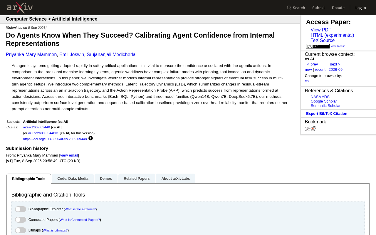 How Do AI Agents Know If They've Succeeded? Calibrating Confidence from Internal Representations