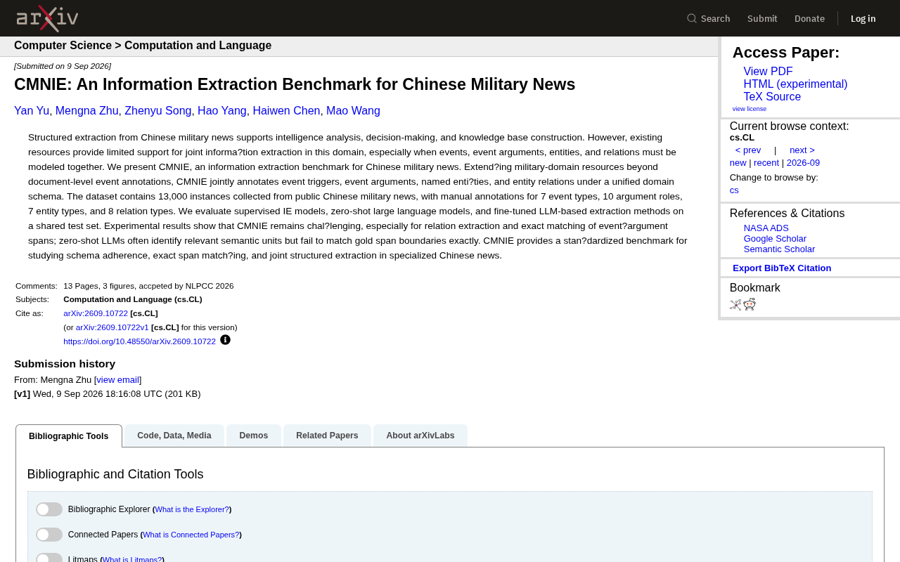 CMNIE: A Deep Dive into the Chinese Military News Information Extraction Benchmark Dataset